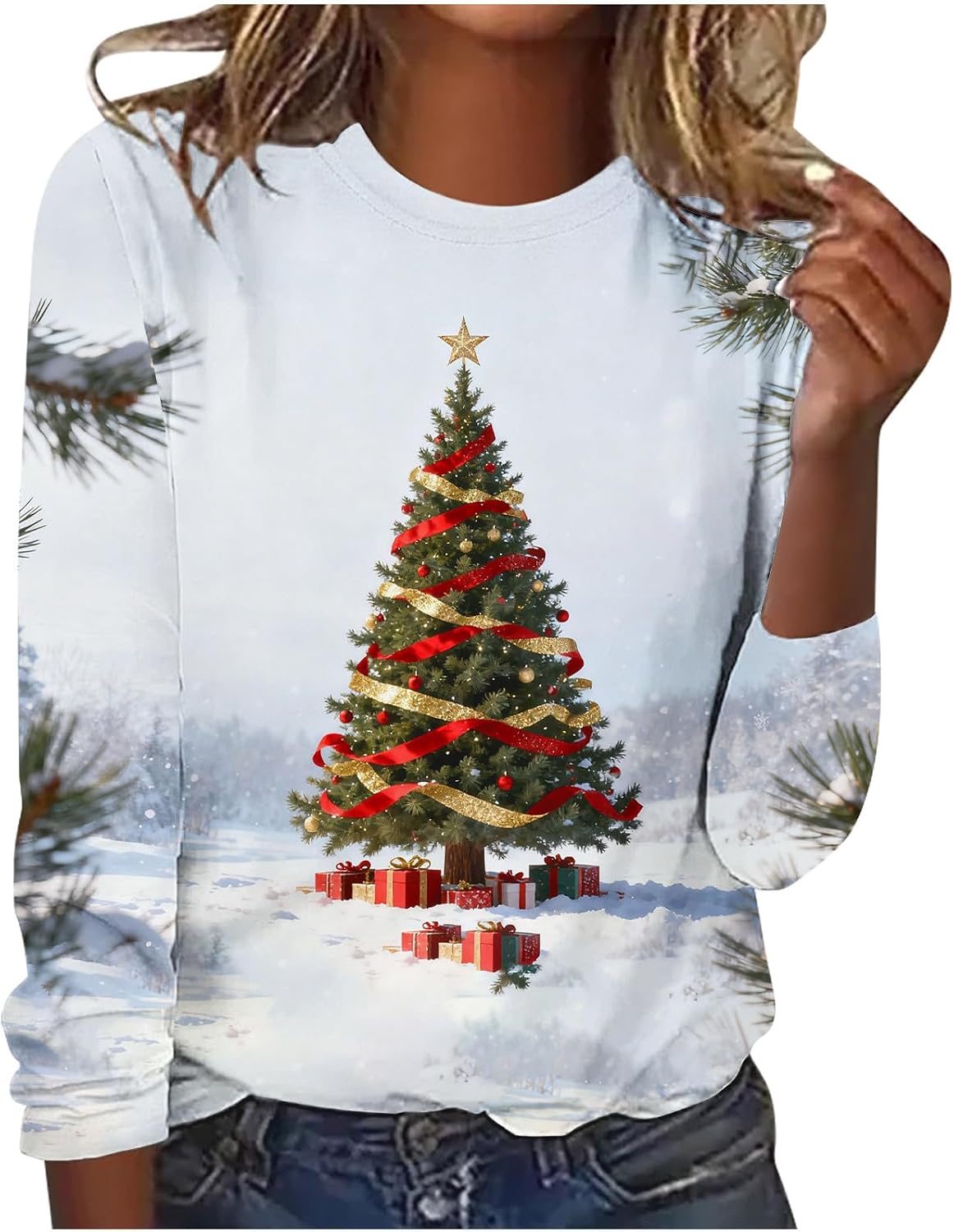Ugly Christmas Shirts Womens Long Sleeve Merry Christmas Tshirt Casual Xmas Graphic Tee Tops Ladies Holiday Outfits