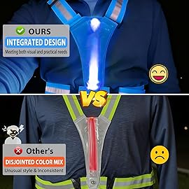 Simket Led Reflective Vest Running Gear, High Visibility Reflective Running Gear Rechargeable Adjustable Led Running Vest, Safety Night Running Gear for Men Women