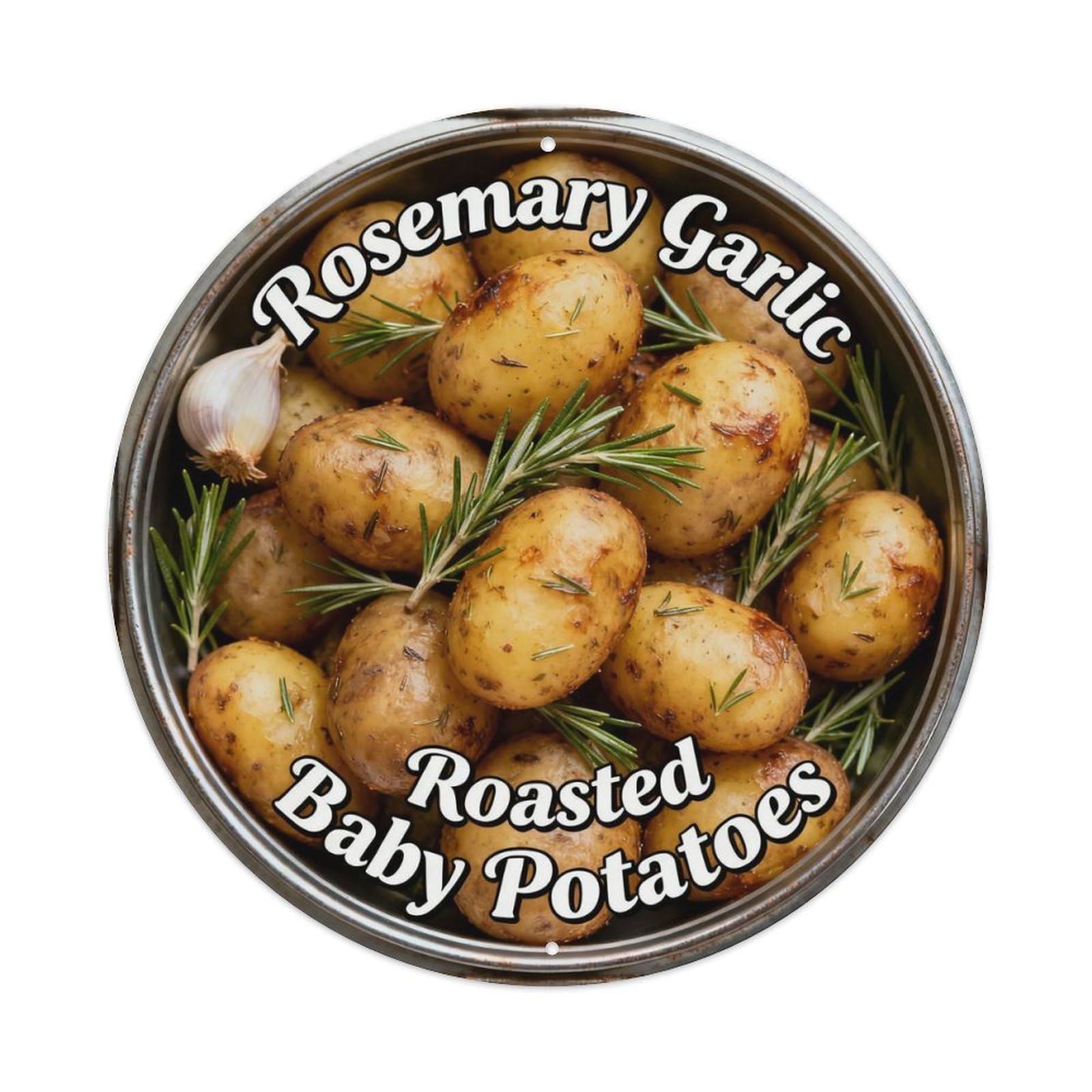 Rosemary Garlic Roasted Baby Potatoes Metal Tin Sign Plaque