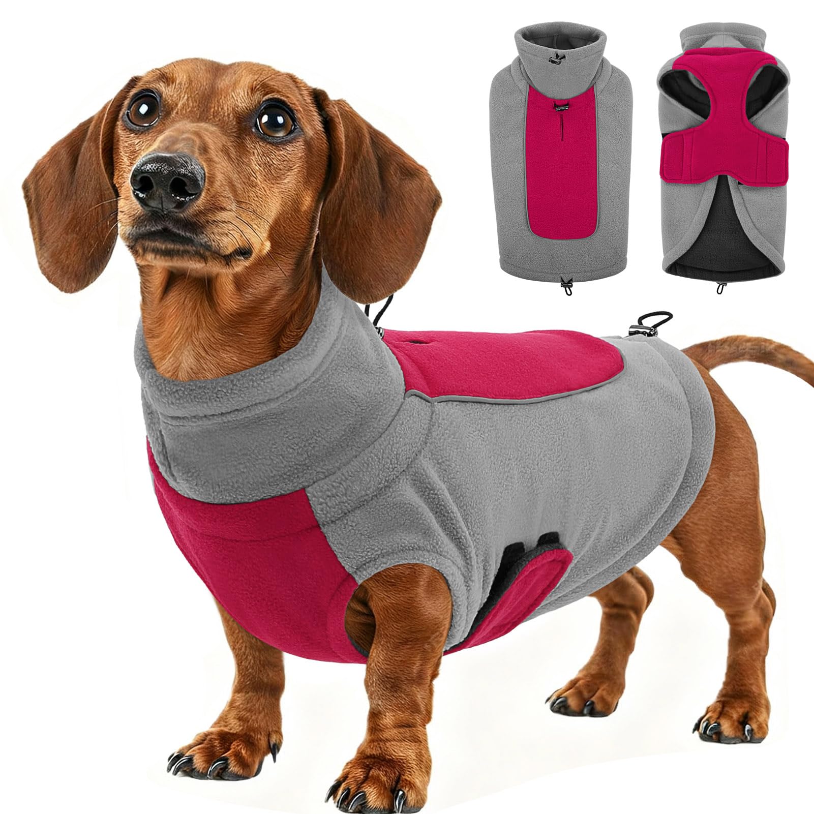 Pull pour chien moyen KONVINIT en polaire chaude avec ouverture pour laisse
