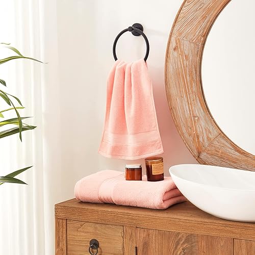 Miniatura 2 de COZYART - Juego de 4 toallas de mano para baño de 100 % algodón, 13 x 30 pulgadas, color rosa, súper suaves, altamente absorbentes, duraderas, 19.17