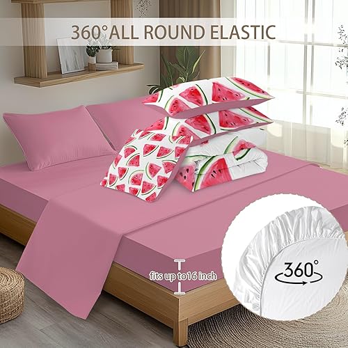 Miniatura 45 de Juego de cama individual de 8 piezas con edredón y sábanas en una bolsa para niños y niñas en una bolsa - Linda ropa de cama de animales de granja