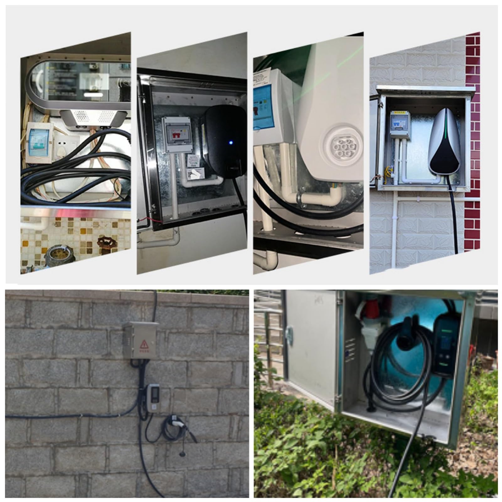 Boîtier de recharge extérieur pour véhicules électriques, armoire électrique murale étanche avec ouverture en U, protection pour borne de recharge(40x30x18cm)
