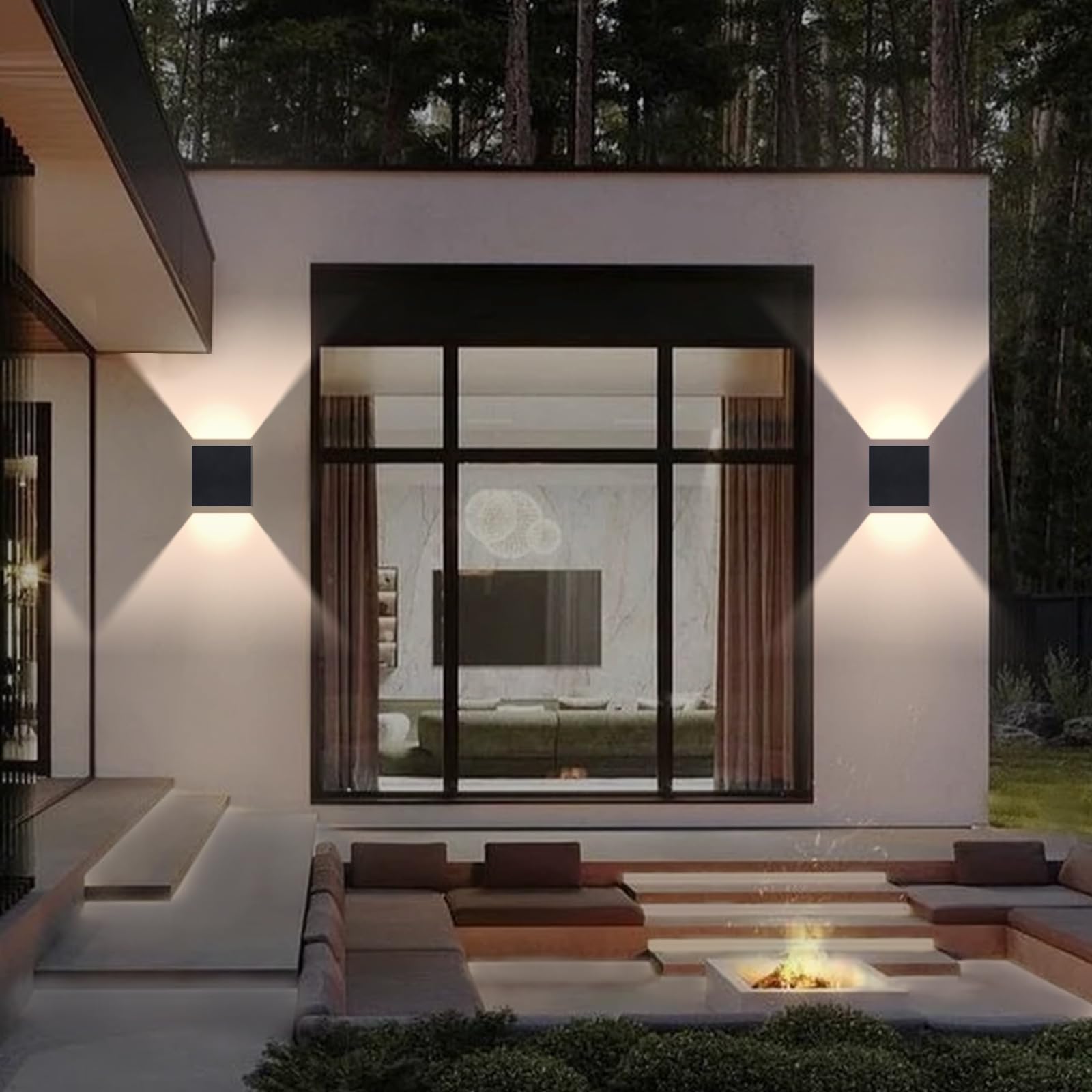 KICAAO 2 Pezzi Applique da Parete Esterno LED Lampada da Parete Interno Moderno Bianco,6W Luce Caldo 3000k, Lampada Muro IP65 Impermeabile Quadrata Alluminio Lampada (Nero - 2PCS)