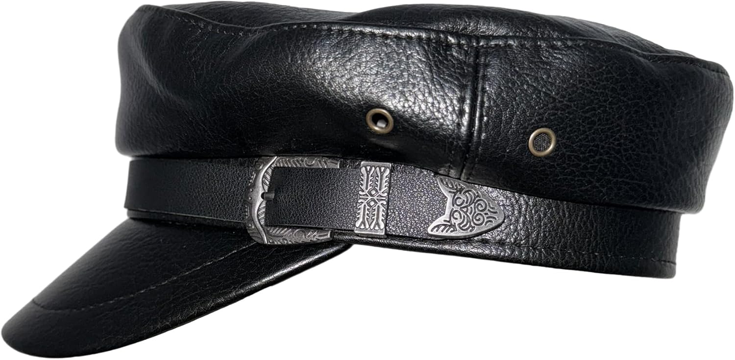 Women's PU Leather Newsboy Cap, Stylish Buckle Beret Hats, Vintage Cabbie Hats Chic Accessory for Girls (Buckle) - Image 5