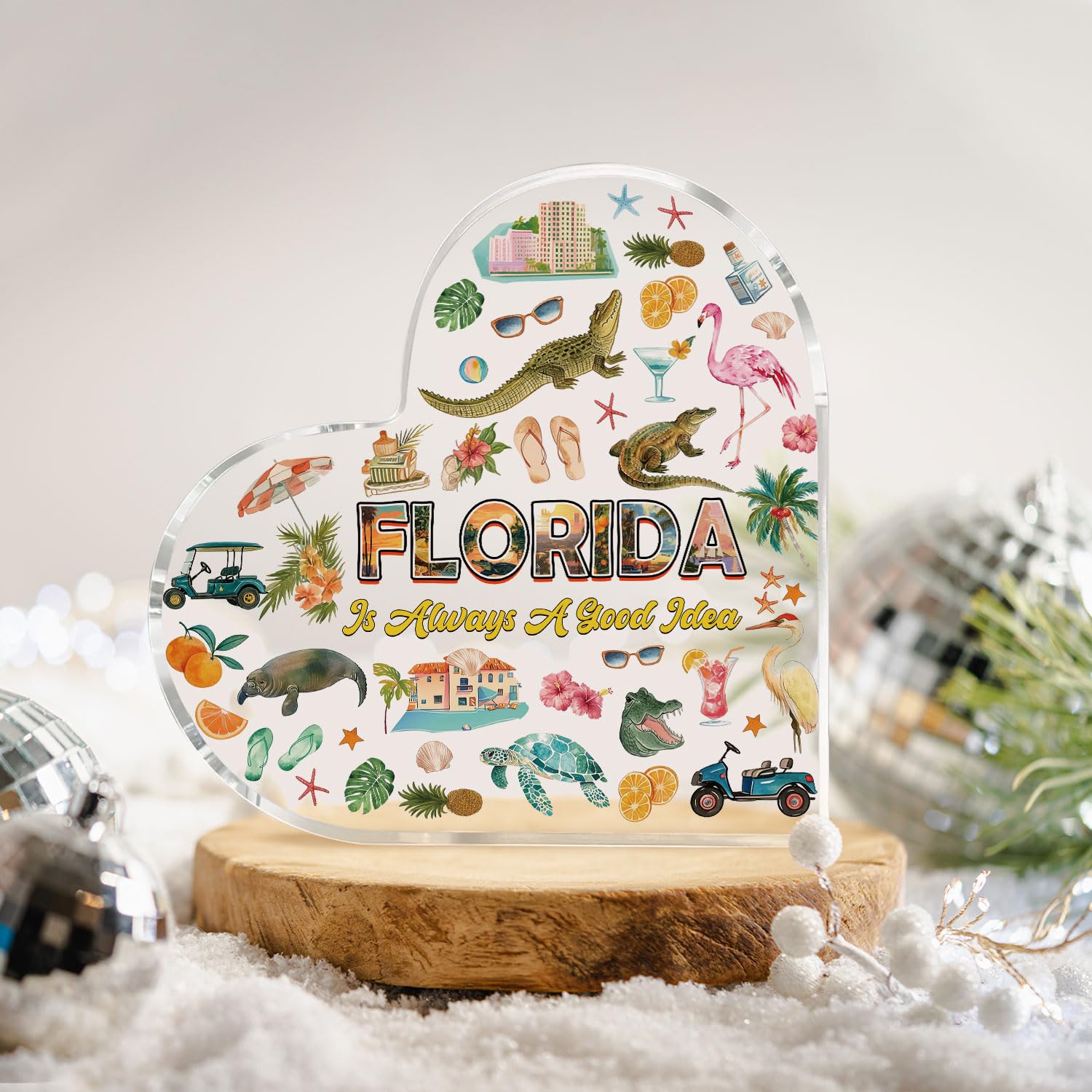 Florida Souvenirs, Florida Themed Gifts 4X4 Inch Acrylic Florida's Plaque Bedroom Dining Room Florida's Theme Decor