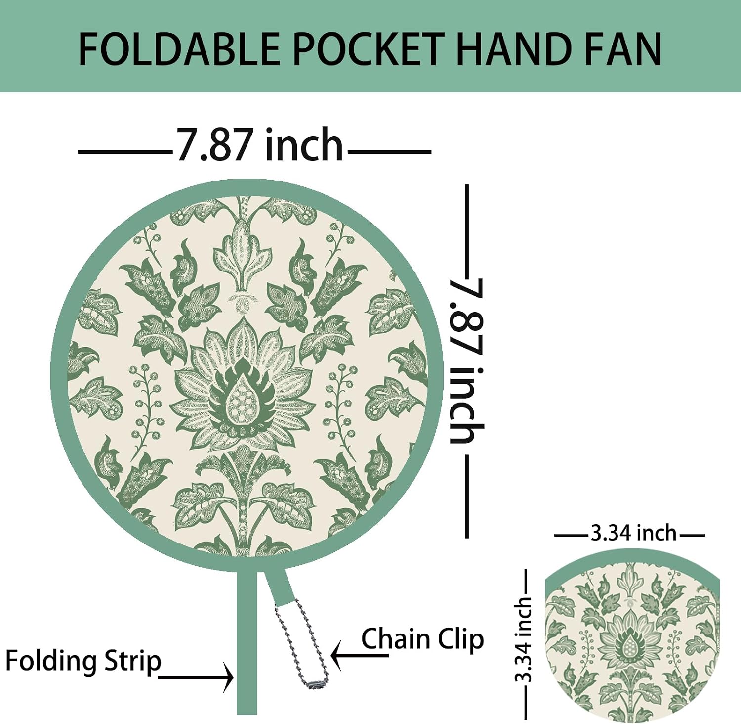 16 Pack Mughal Blooms Foldable Hand Fans with 8 Unique Floral Designs, Versatile Round Handheld Fans for Travel, Events, Concert, and Everyday Use (Mughal)