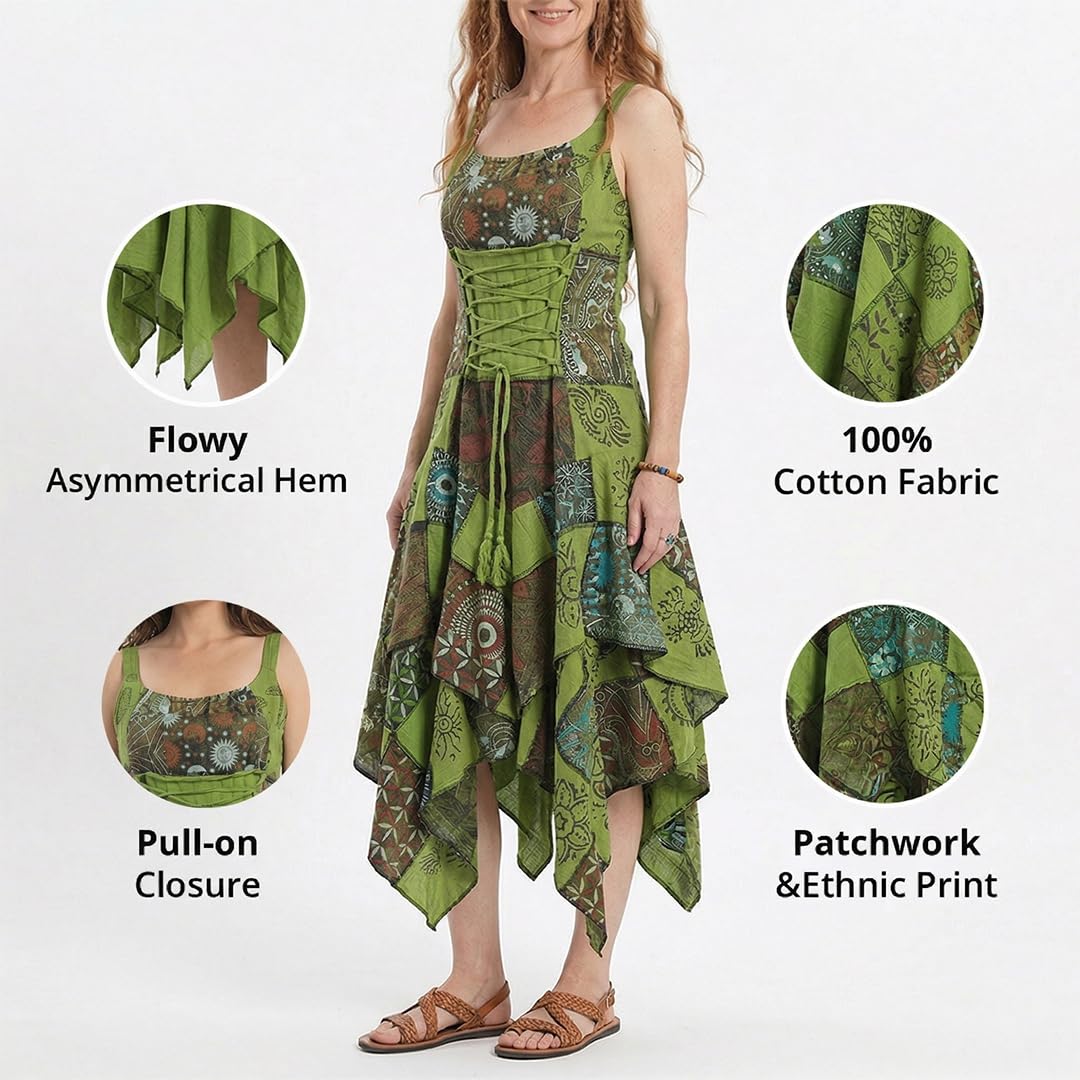 Ezhippie Vestido de verano bohemio hippy para mujer