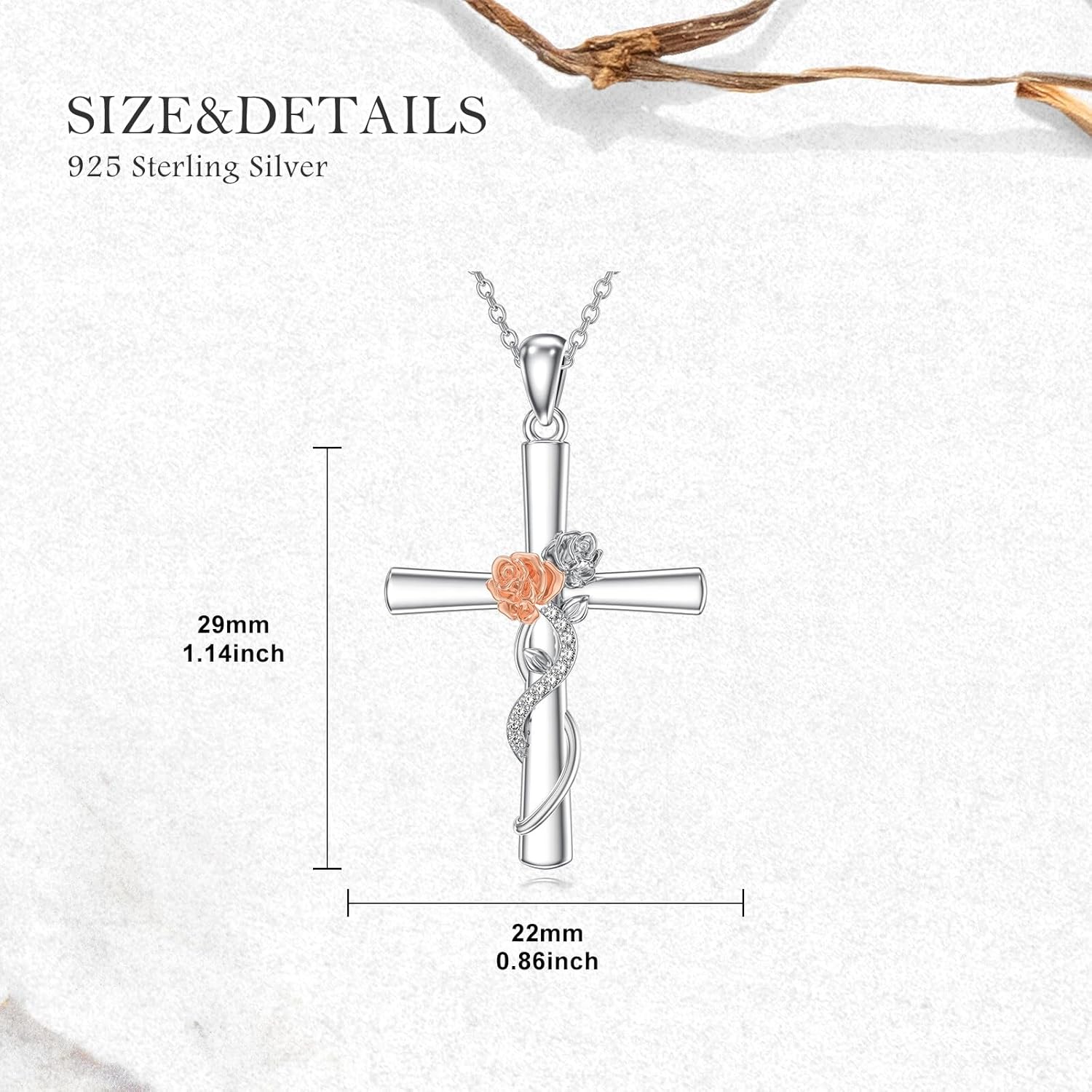 Diamond Cross Necklace for Women 925 Sterling Silver Rose Flowers Cross Pendant Jewelry Gifts for Mom Wife Girlfriend Her - Image 5