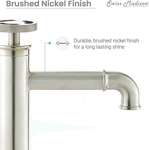 Miniatura 6 de Swiss Madison Avallon - Grifo de baño con un solo agujero, rueda de una sola manija, níquel cepillado