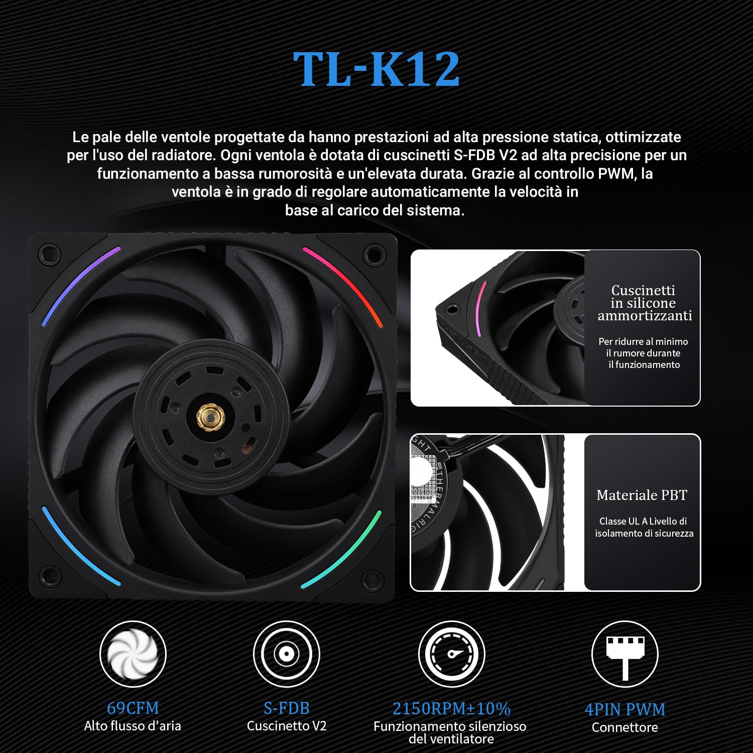 TR Hyper Vision 360 ARGB Enfriador líquido CPU AIO negro, pantalla LCD IPS con resolución 480x480 para AM5/Intel LGA1851/1700 LCD de 3,95 pulgadas que absorbe imanes para imágenes