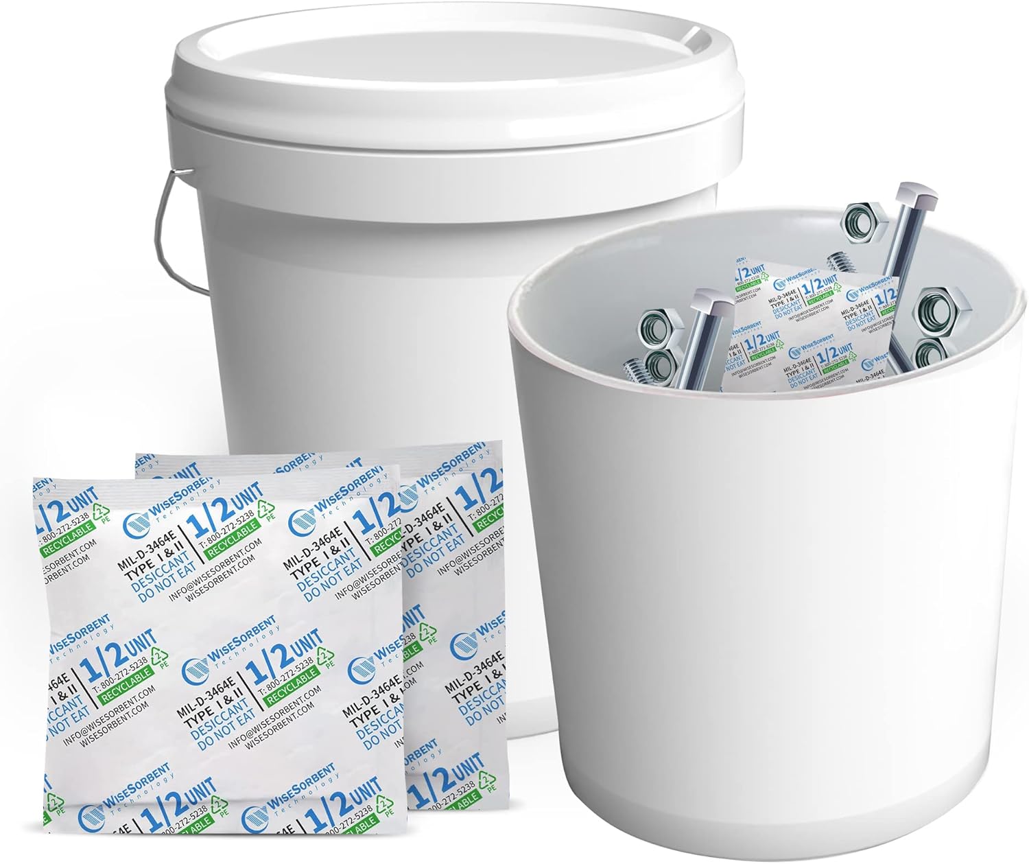 Wisesorb 100 Pack 17 Gram Montmorillonite clay Dessicant Packets for 3 Gallon Bucket, Moisture Absorbers For Food Storage, Conforms to MIL-D-3464E Type I & II Absorbents