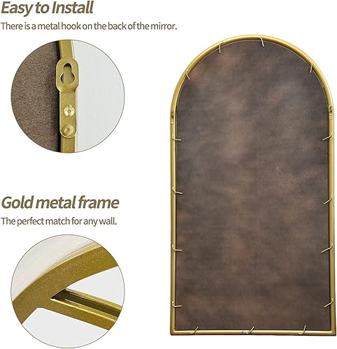 Miniatura 3 de ironsmithn Espejo de pared decorativo largo para colgar en la pared, para baño, sala de estar o dormitorio