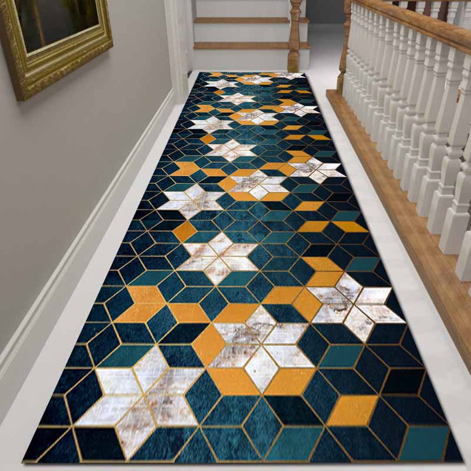 Tapis d'intérieur doux géométrique et antidérapant pour salon et cuisine