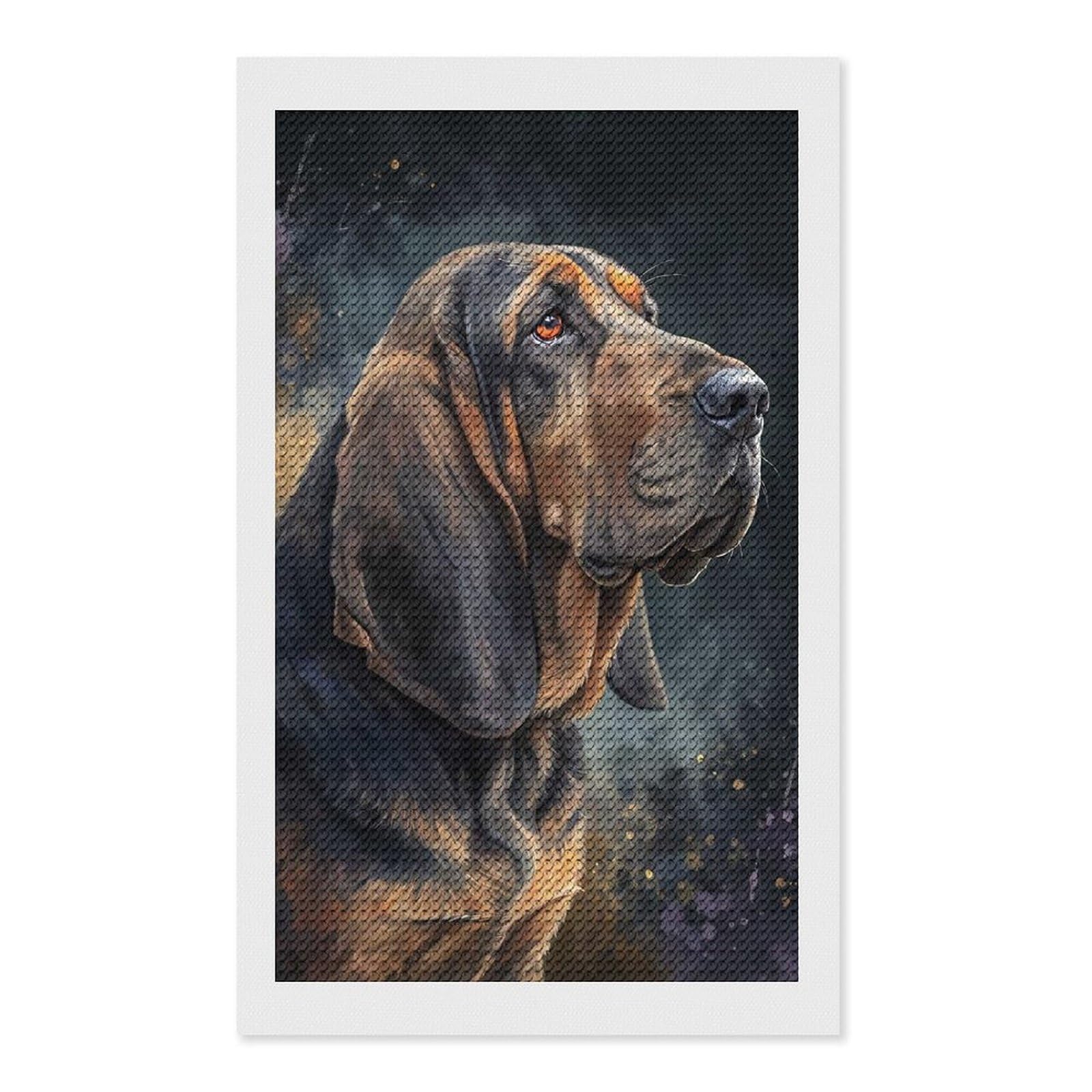 Junmoney Bloodhound Portrait Painting Diamond Painting Canvas Set 12"x20", Full Kit Included, Calming Craft to Unwind, Farmhouse Decor, Christmas Gift