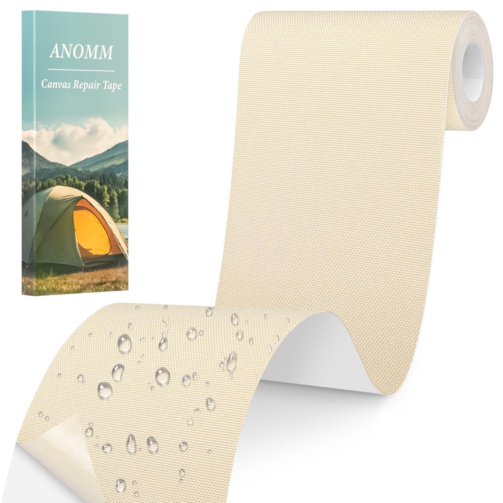 ANOMM Canvas Repair Patch, Self-Adhesive Fabric Patch, Waterproof Outdoor Gear Patchs for Canvas, Tents, Car Seats, RV Roofs, and Luggage (8 * 160cm, Beige)
