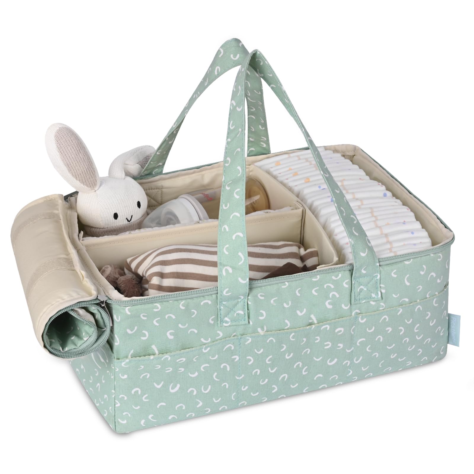 Picsthetic Diaper Caddy Organizer Baby Basket for Baby Shower With Lid Car Caddy for New Born Portable and