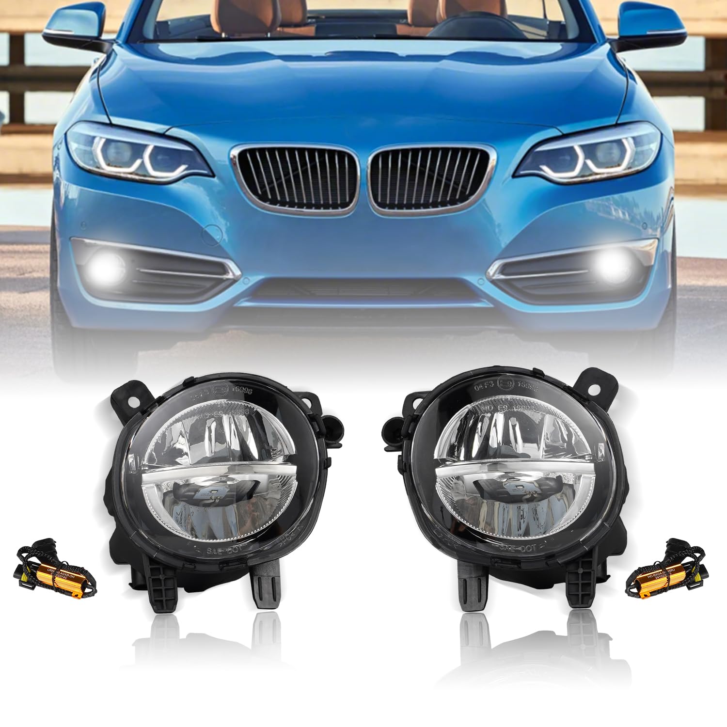 Photo 1 of PAANLOK SAE/DOT LED Fog Lights for BMW 2/3/4 Series (F3x) 2012-2020 - Direct Fit F30 F32 F33 F36 Models, 230i/ 320i/ 328d/ 328i/ 330e/ 330i/ 335i/ 340i/ 428i/ 430i/ 435i/ 440i Replacement (Clear)