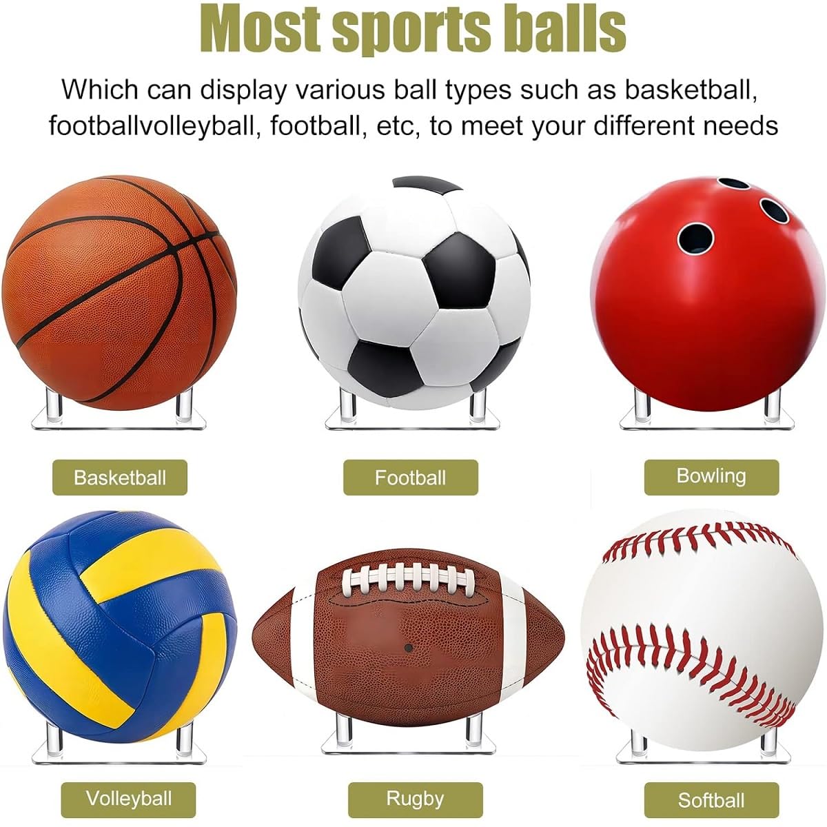 Support de Ballon de Football,Foot Présentoir,Support Ballon Basket, Support Ballon Foot, Universel Support Ballon Rugby Support Présentoir Socle Ballon Base de Ballon Acrylique pour Ecole Maison