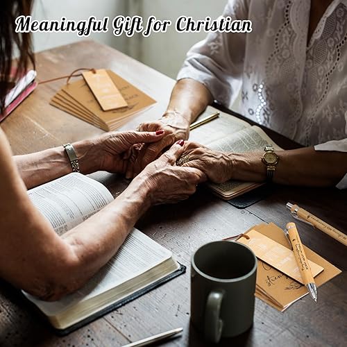 Miniatura 5 de Juego de 20 cuadernos de versículos bíblicos, cuaderno cristiano de papel kraft de bambú y marcador de madera, juego de diario religioso inspirador,