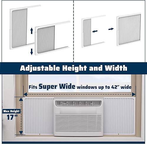 Miniatura 3 de Pearwow Paneles laterales de aire acondicionado de ventana ajustables con juego de marco, paneles laterales de CA extra anchos para unidades de CA