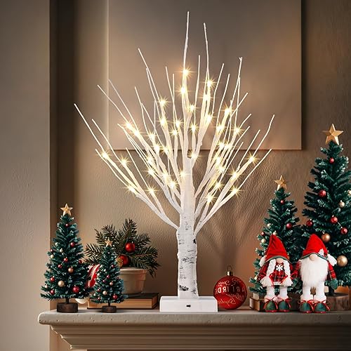 Miniatura 6 de Árbol de abedul iluminado con 36 luces LED, 2 unidades, árbol de abedul blanco con luces, árbol de dinero, centros de mesa de boda, ramas