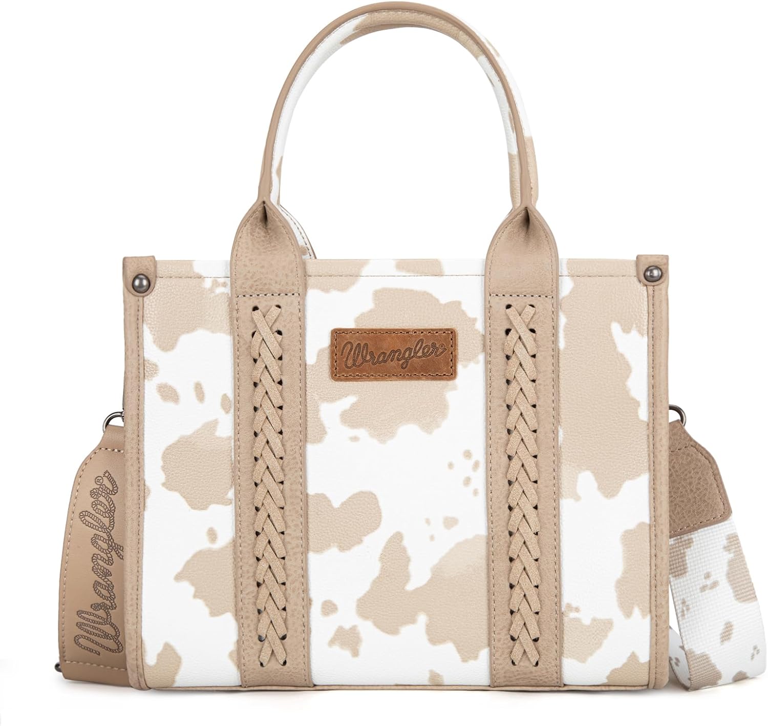 Wrangler Cow Print Tote Bag for Women Western Purse Boho Top Handle Satchel Handbag with Signature Strap