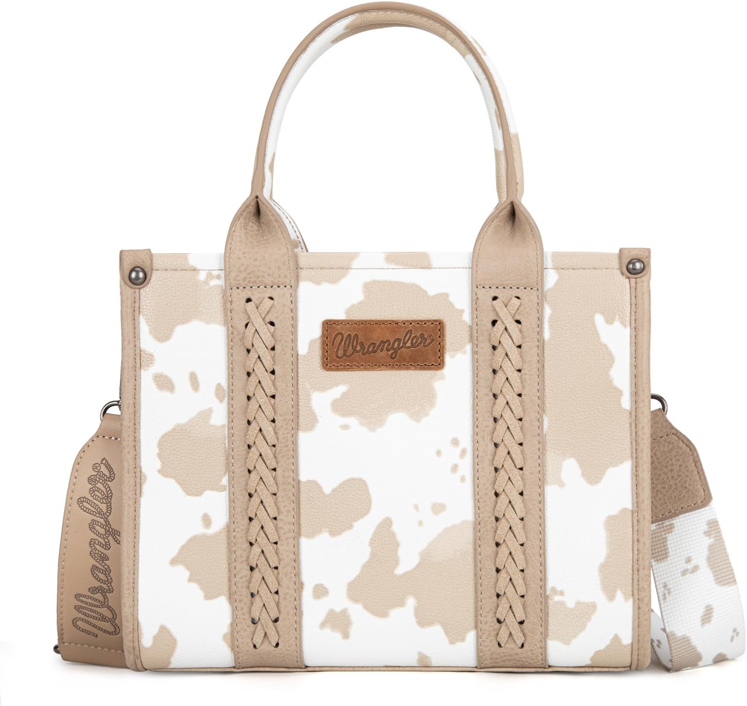 Cow Print Tote Bag for Women Western Top Handle Handbag with Guitar Strap