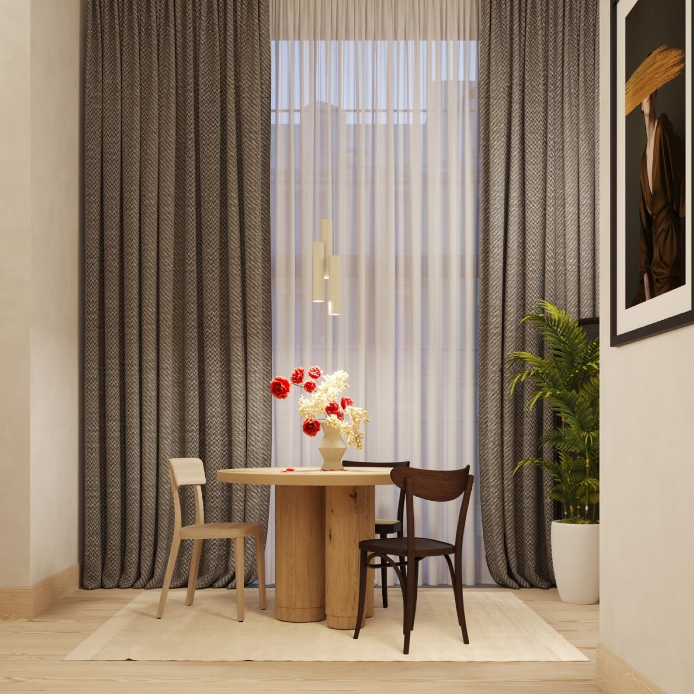 SOLLUX lighting Lampada Da Soffitto Lampada Da Sospensione Di Acciaio 3 Paralumi 45 x 6 x 98 cm Beige Lagos
