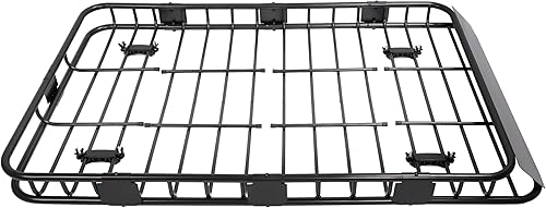 Vista 8 de ECOTRIC 59" x 39" x 5.1" Portaequipajes universal ajustable para techo, canastilla de carga con extensión, de acero resistente, para la parte