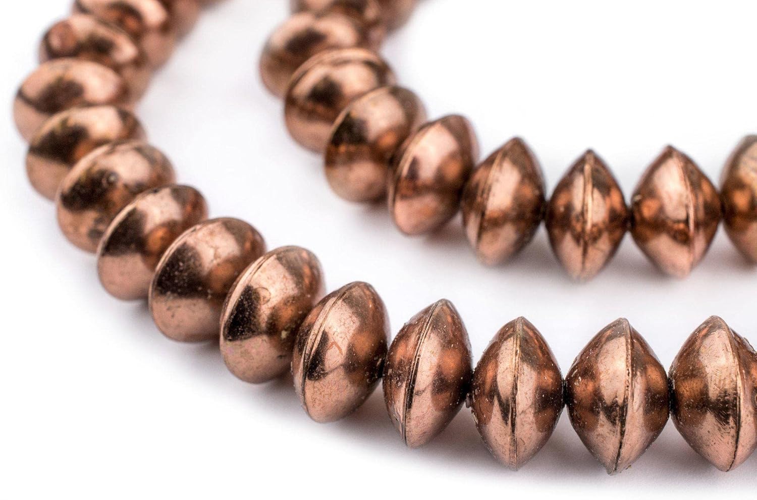 The Bead Chest Ethiopian Copper Saucer Beads, Large Hollow Handmade Bicone Lightweight Crafts Supplies for Jewelry Making (14mm)