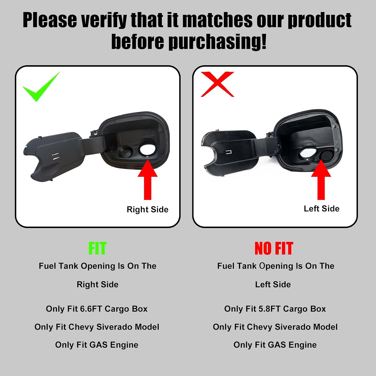 Fuel Tank Filler Pipe Housing Compatible with Chevy Silverado 1500 2019-2025 Gas 6.6 FT Bed Gas Cap Fuel Door Pocket Assembly With Fuel Door Spring Hinge Replace 84492771 84745974 84745944