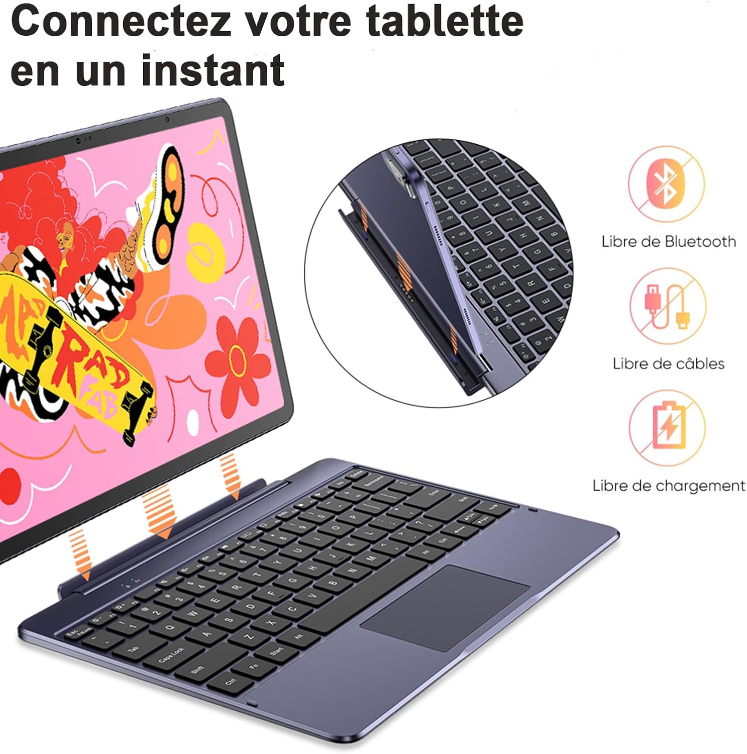 XPPen ACK08 Smart Keyboard connecting to Magic Drawing Pad via POGO pins