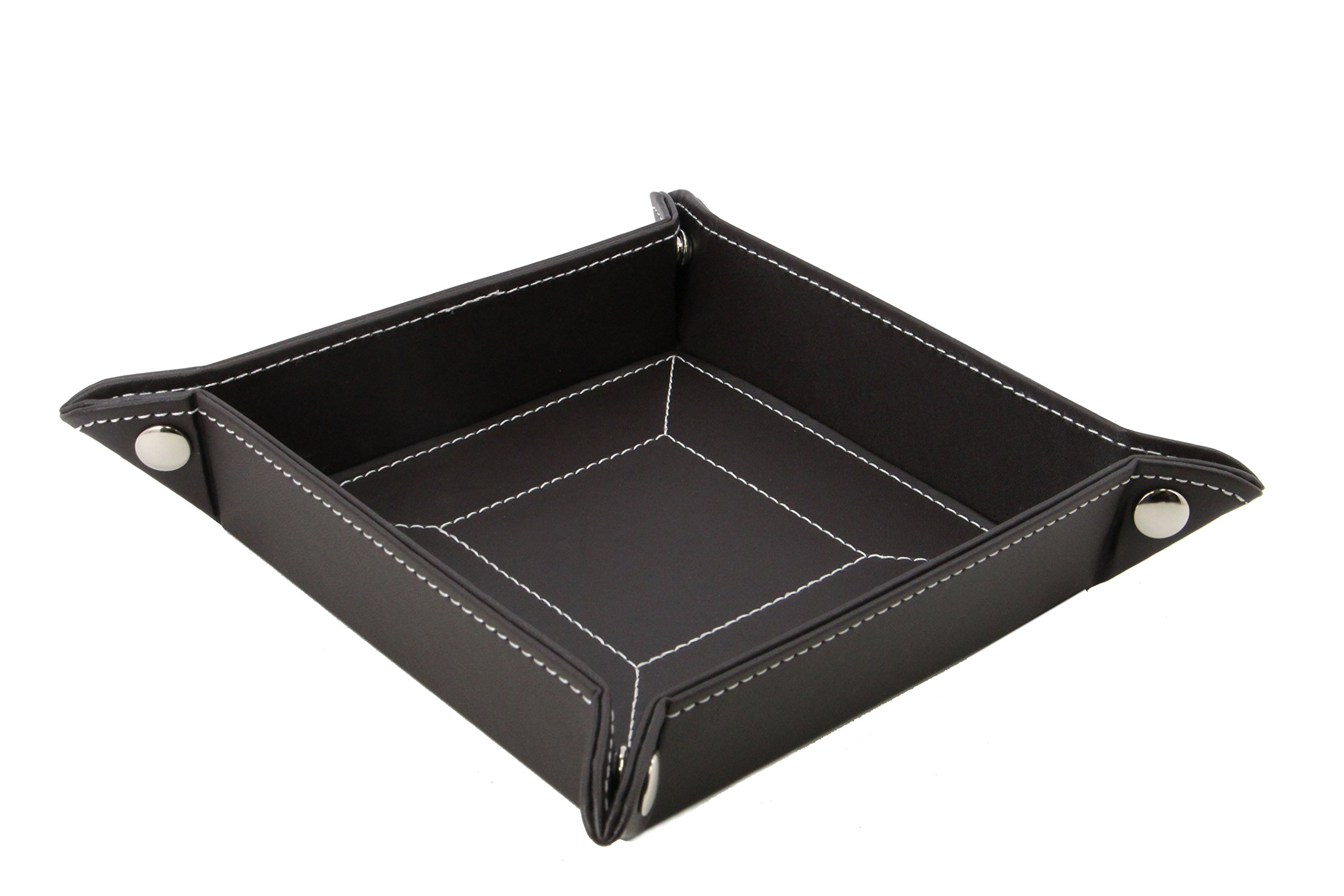 Decorebay Easy Pocket Dump Foldable Leather Valet Tray (Brown)