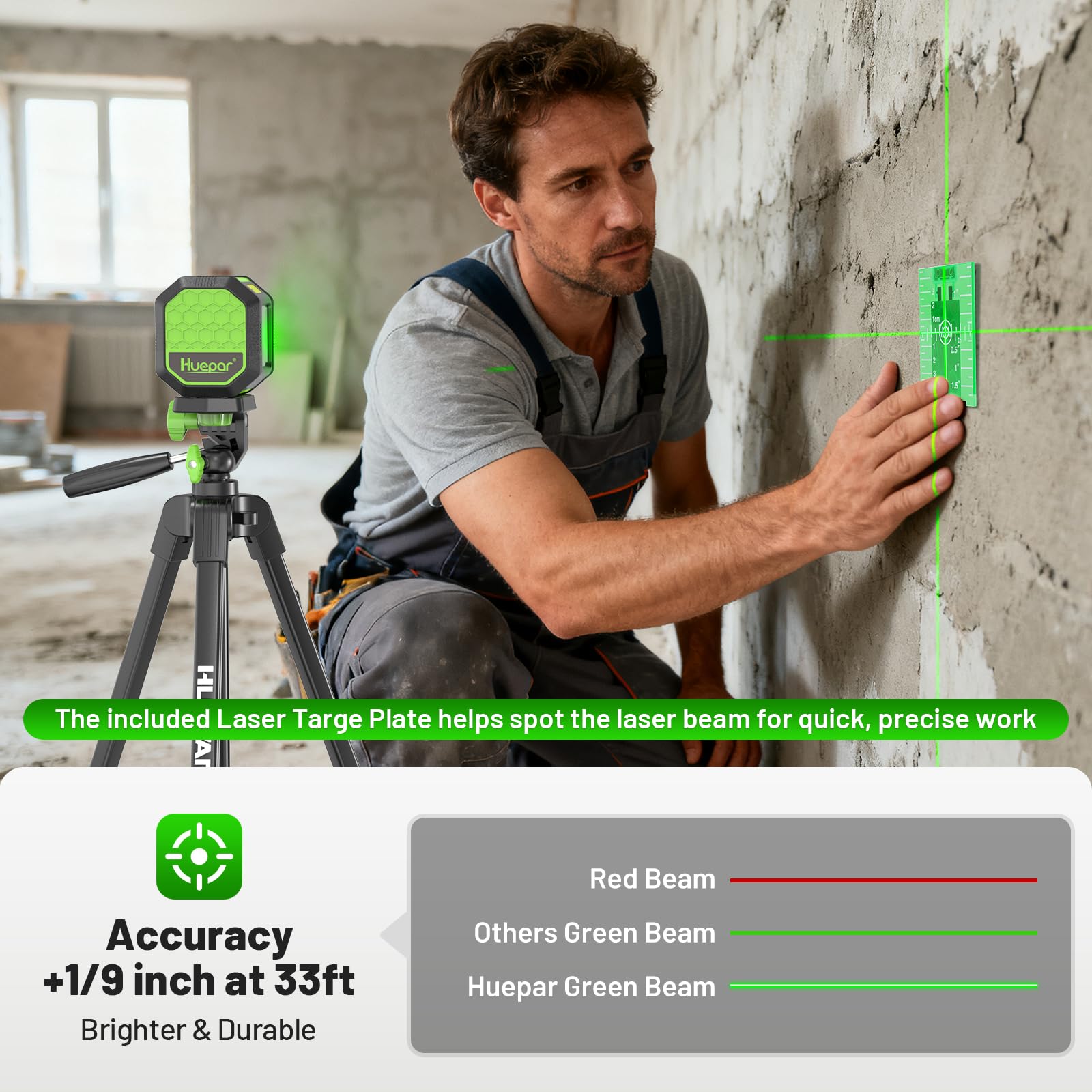 Huepar Laser Level - 100FT Green Cross Line -7 Huepar Laser Level - 100FT Green Cross Line -7