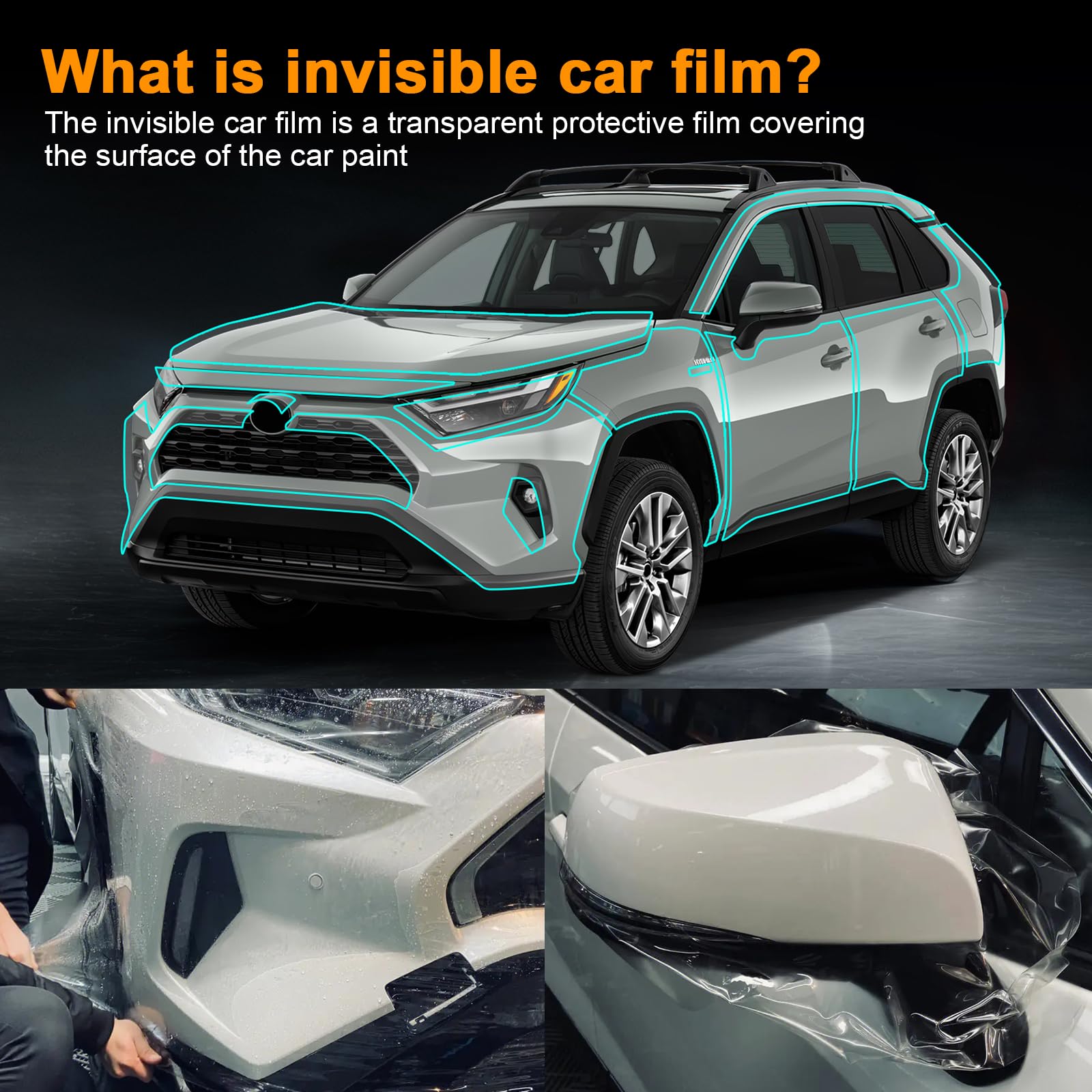 FDAIUN for Toyota RAV4 Hybrid 2019-2024 PPF Clear Car Pre-Cut Paint Protective Film TPU Self Adhesive Rainproof Waterproof HD Scratch Exterior Accessories (Rear View Mirror)