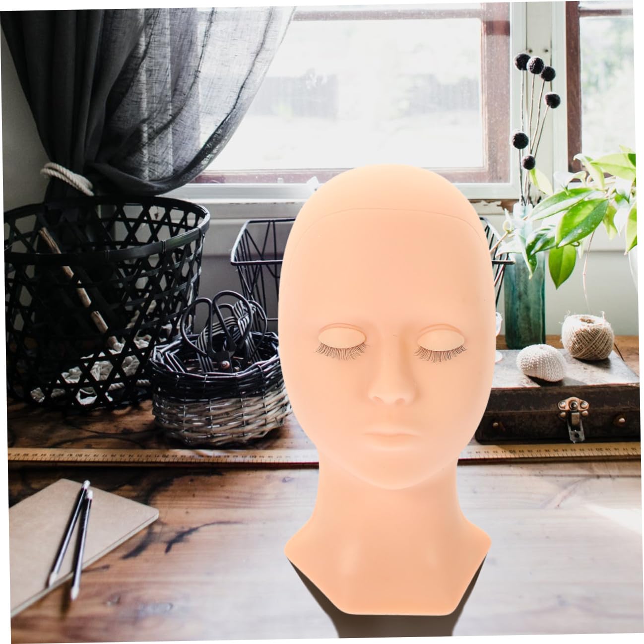 MAGICLULU Silikon Mannequinkopf mit Abnehmbaren Lidern für Realistische Wimpernverlängerungen Wiederverwendbar für Makeup und Üben der Abschlussfeier