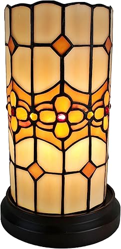 Amora Lámparas decorativas florales de escritorio, lámpara decorativa Tiffany con pantallas de lámpara de mosaico, lámparas de mesa pequeñas de 11