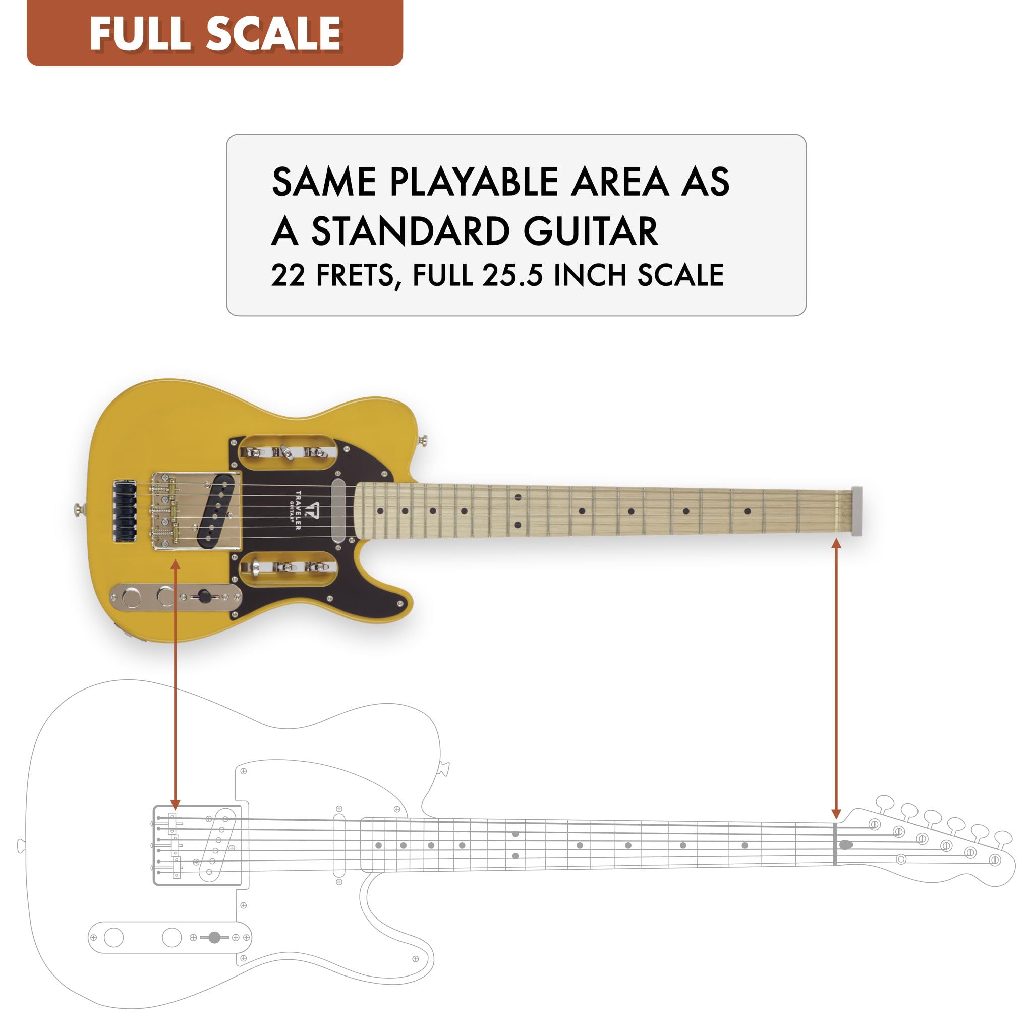 Traveler Guitar Chitarra elettrica da viaggio EG-3 (Butterscotch Blonde) con custodia