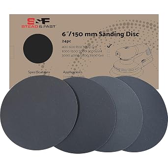 S&F STEAD & FAST 6 Inch Sanding Discs Hook and Loop 24 pcs | 400 600 800 1000 Grit Sandpaper Wet Dry, Silicon Carbide Sand Paper Assortment, High Grit Sanding Pads