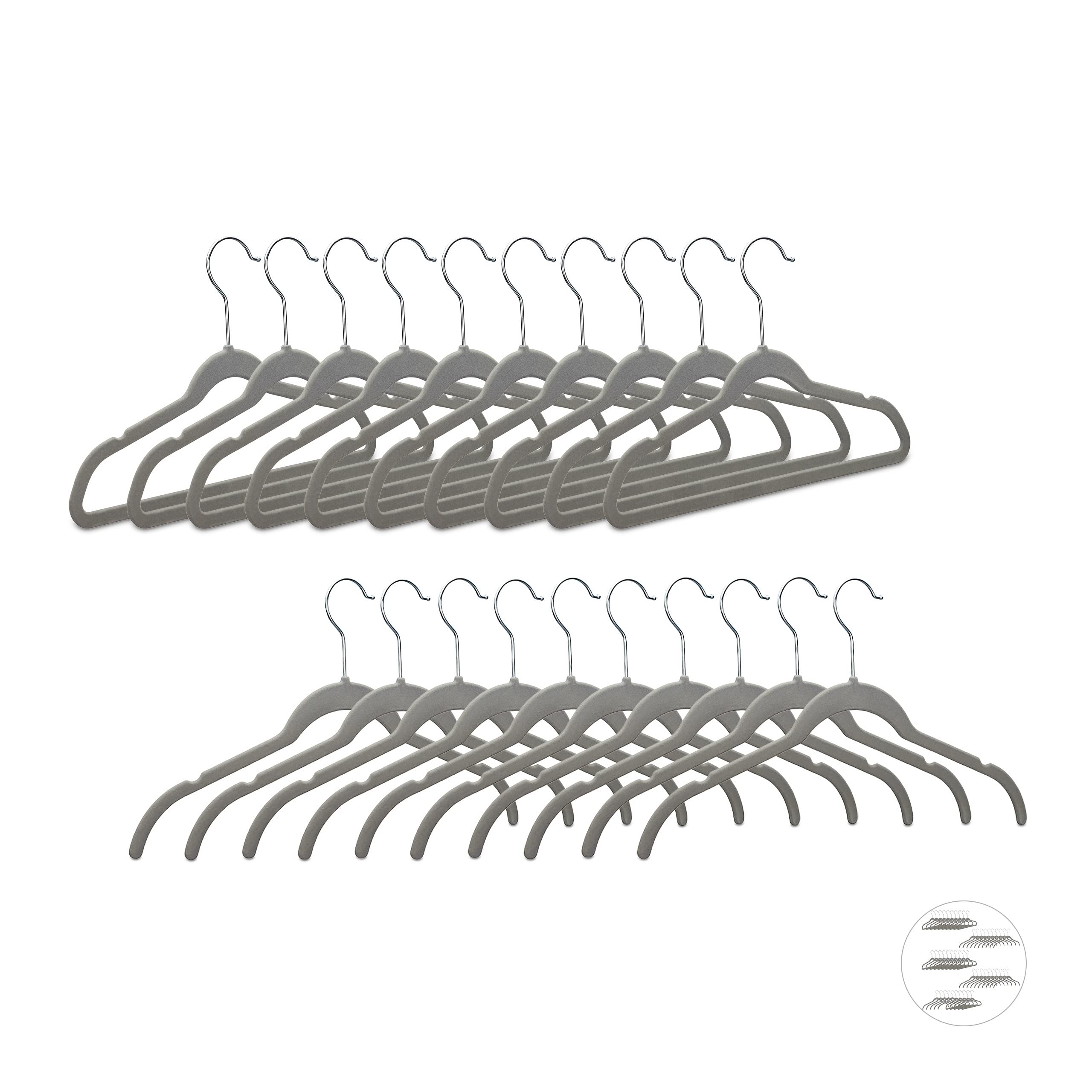 Cintres en velours antidérapants Relaxdays gris lot de 20 pour veste pantalon et costume