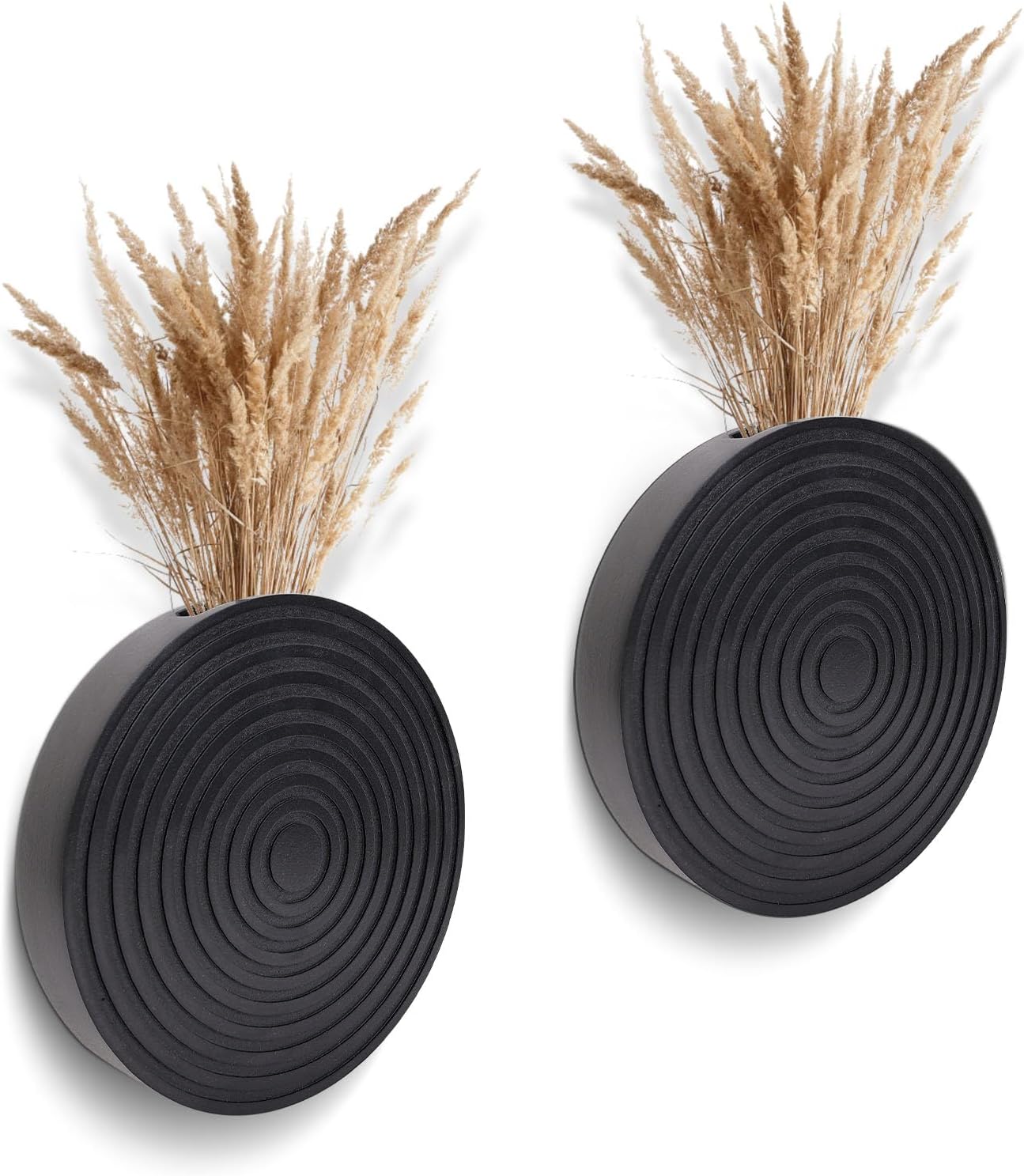 Set of 2 Wall Planter for Indoor Plants, Boho Wall Decor for Living Room, Bathroom,Hanging Planter for Artificial Flower Plants(Black)
