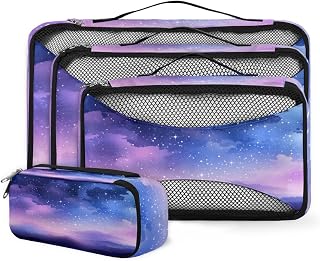Galaxy Sky 4 Pcs set of Packing Cubes for Suitcases, Packing Cubes for Travel Accessories Luggage Carry On Suitcase Organizer Bags, 4 Various Sizes Nebula Explosion