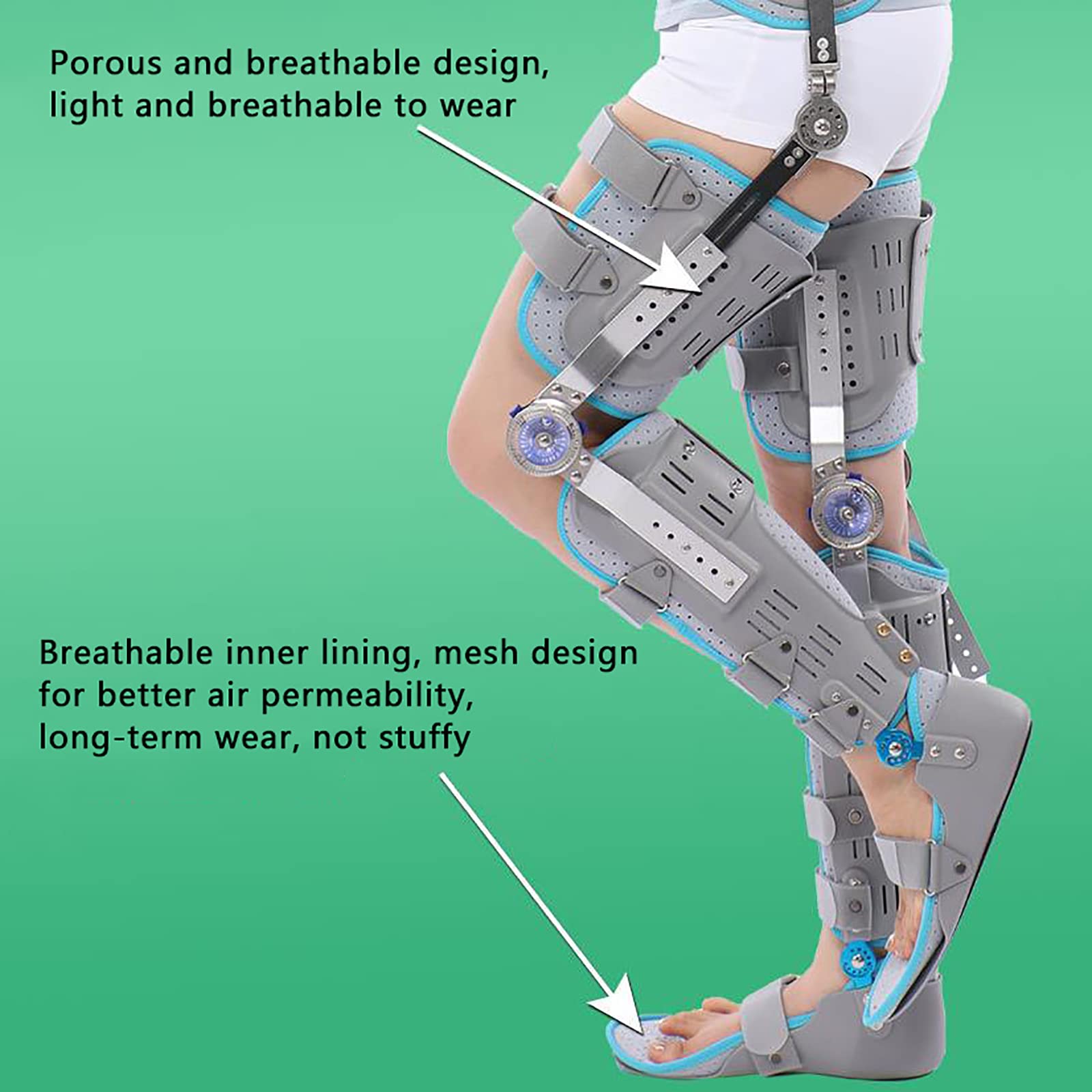 Orthèse hanche-genou-cheville-pied, attelle de soutien articulée pour genou et pied, orthèse de fixation lombaire/genou-cheville-pied, jambes fléchies, pour fracture de la hanche, soulagement de