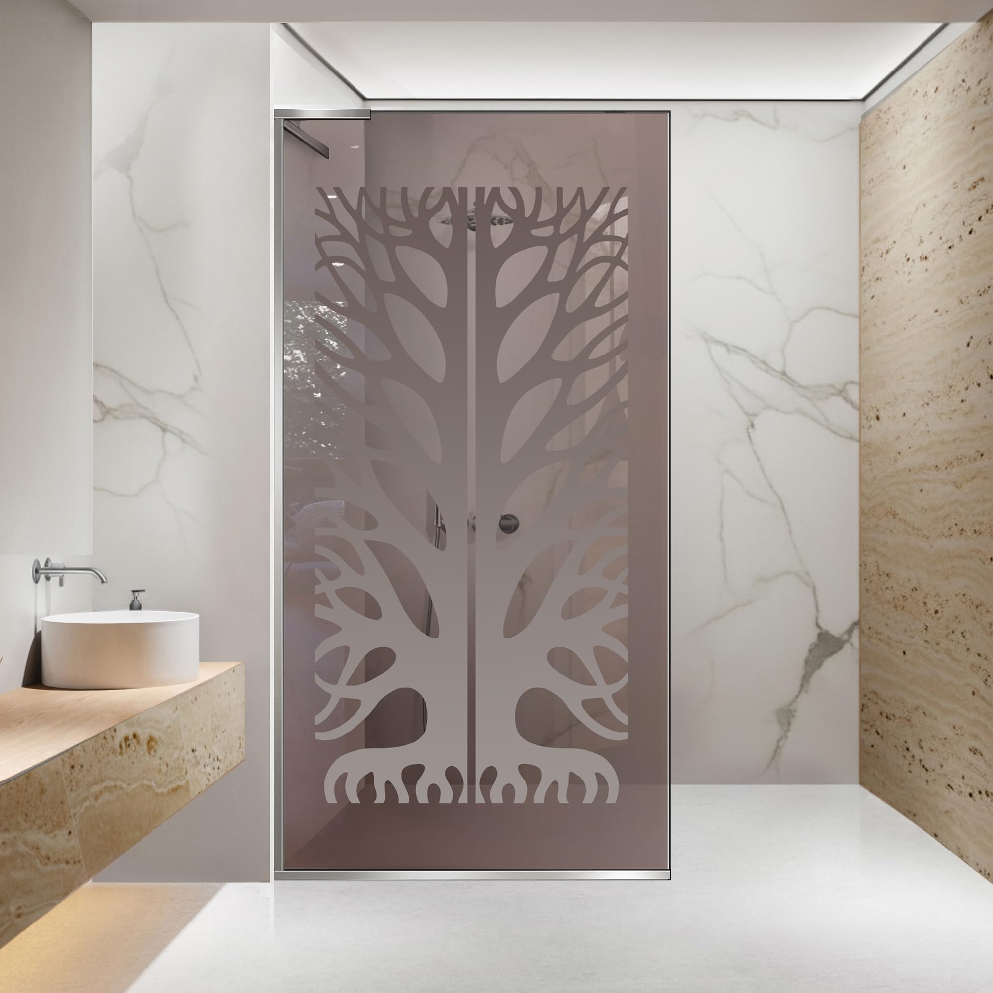 Mampara de ducha antical para baño limpio y privado con cristal bronce arenado de 8 mm