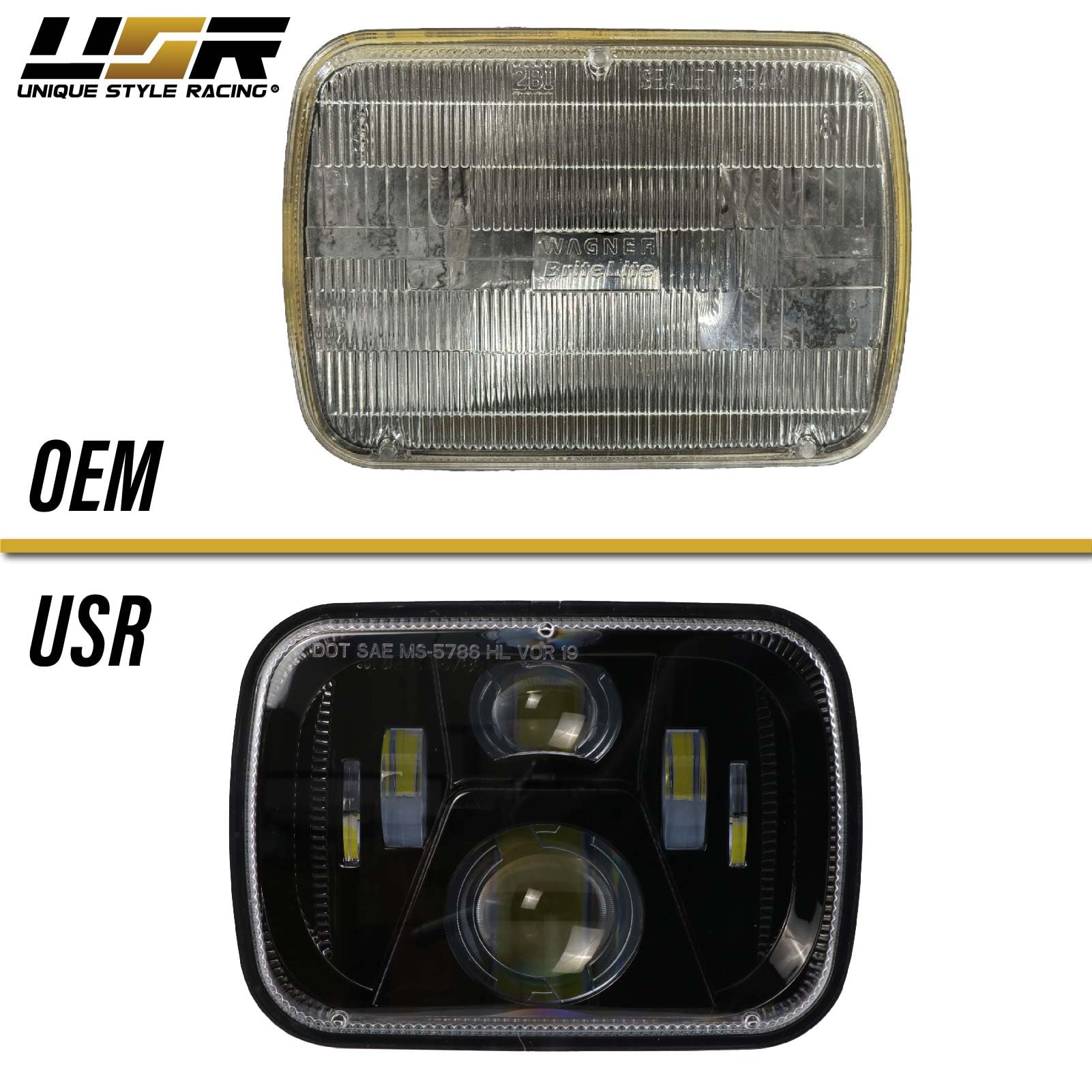 Amazon.com: USR 7x6 Headlight – LED Projector Black Housing Sealed