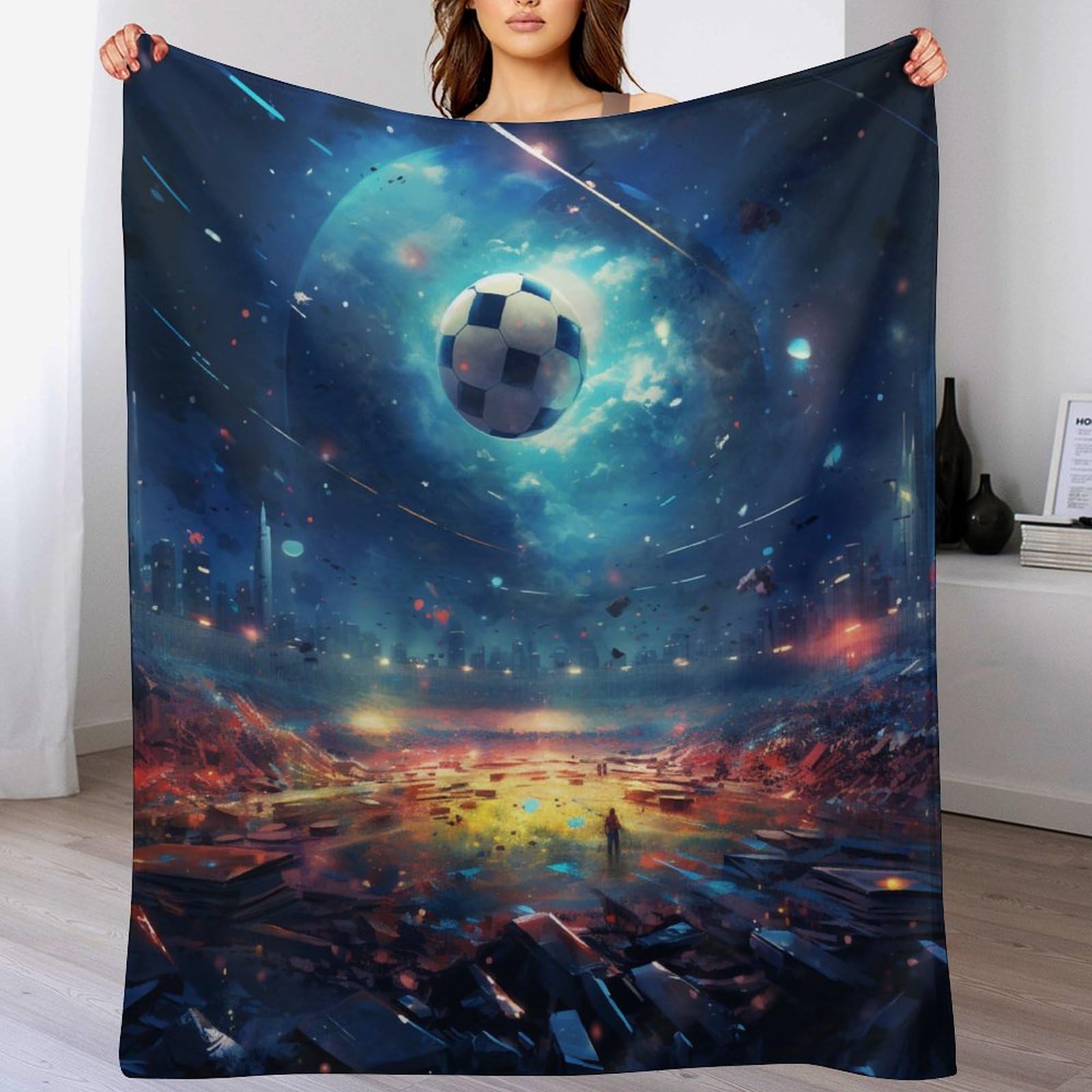 Couverture en flanelle de football thermorégulatrice et plaid super doux 180x200 cm