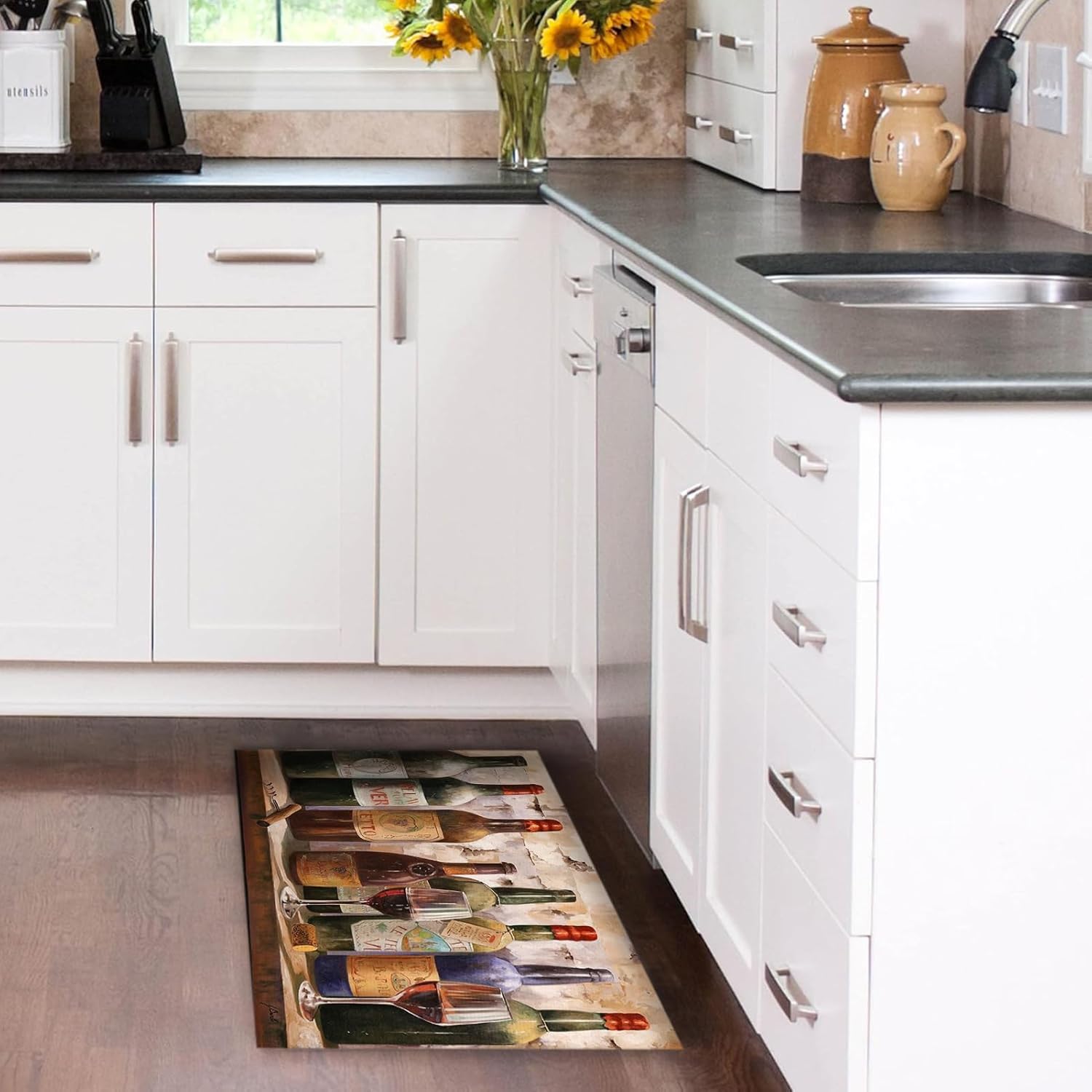 Mothy Marble Kitchen Mat Cushioned Anti Fatigue Mats for Kitchen Floor Non Slip Waterproof PVC Memory Foam Mat for Laundry Office Sink 36x48in