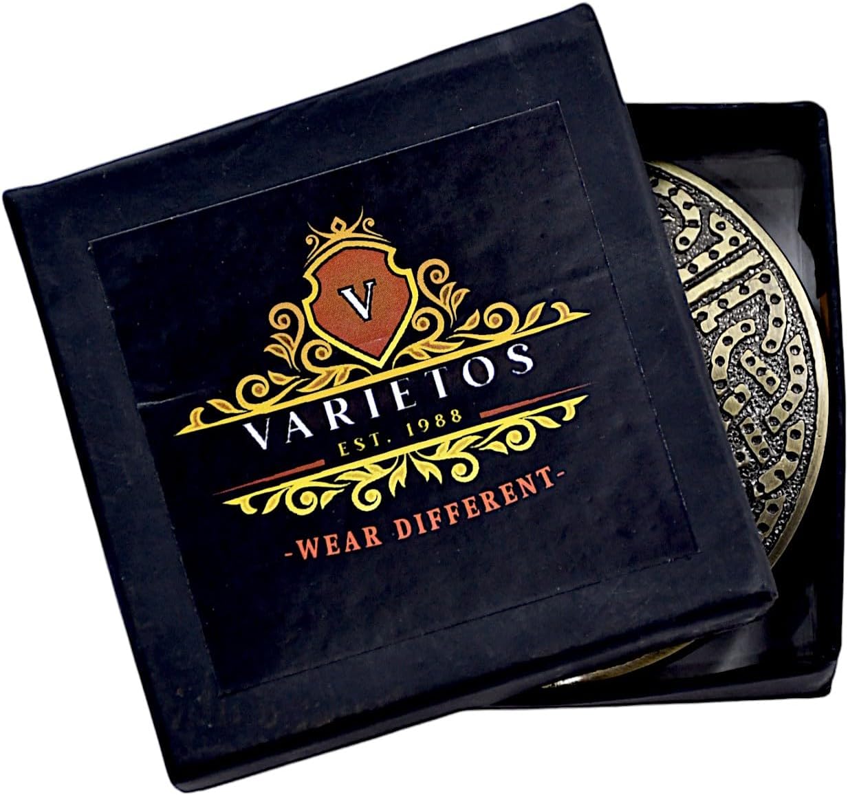 Scottish Pewter Round Kilt Brooch with Multi-Color Gemstone – Antique and Chrome Finish - Image 3