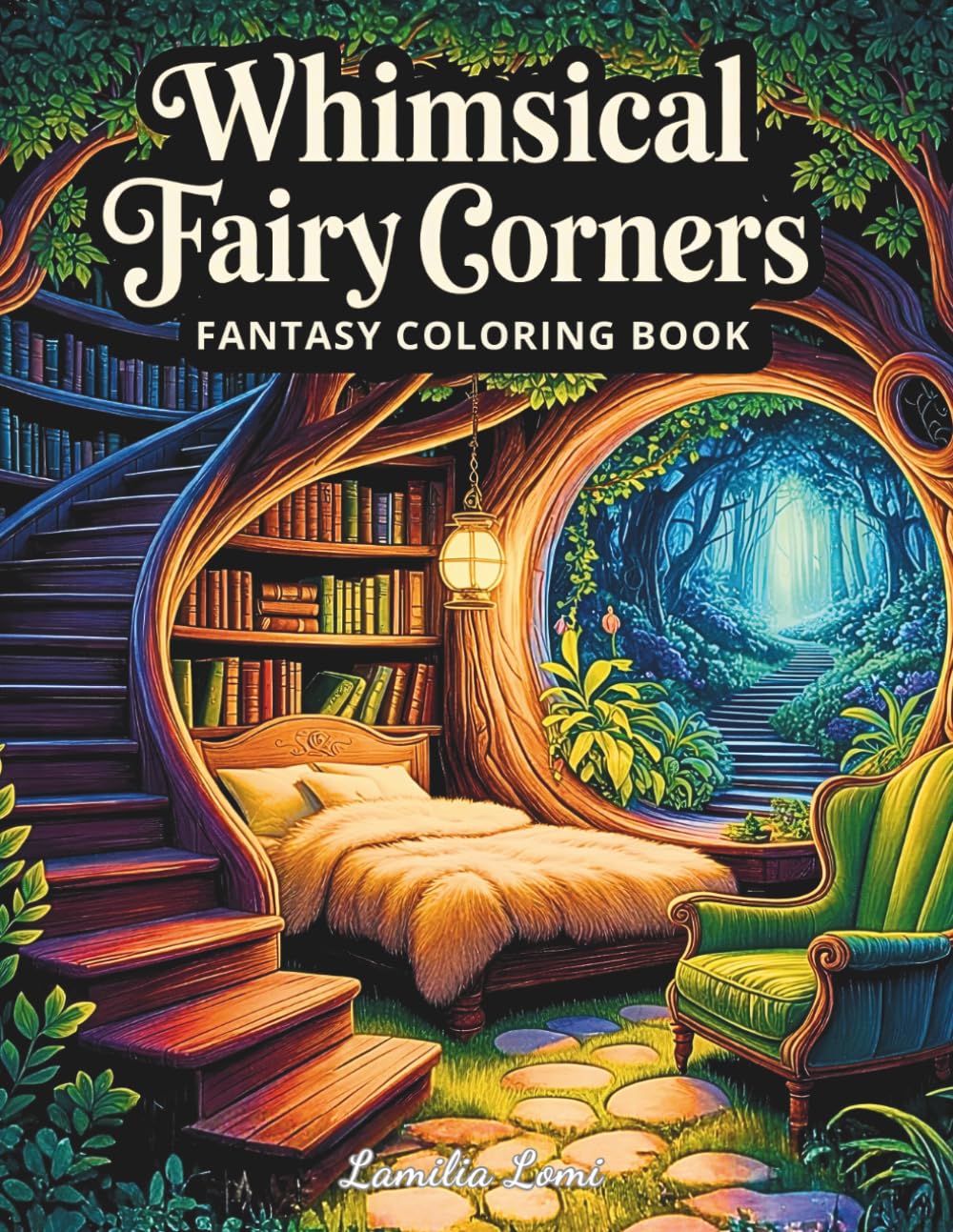 Whimsical Fairy Corners – Fantasy Coloring Book: 50 Enchanted Magical Grayscale Fairy Rooms for Mindful Coloring, Stress Relief, and Relaxation for Adults, Seniors, and Teens
